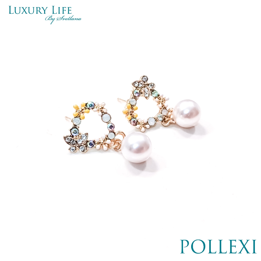 Gold Drop Earrings With Dangling Pearl